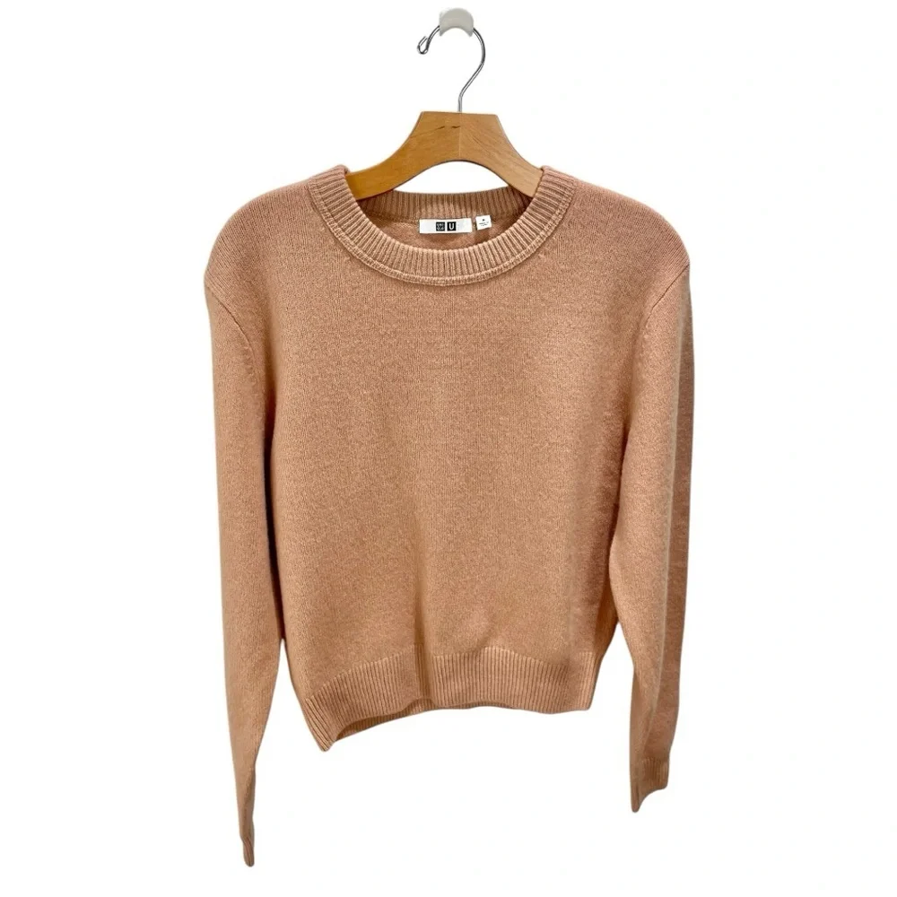 Uniqlo U Premium 100% Lambswool Sweater in Peach Tan Size M - Picture 2 of 6